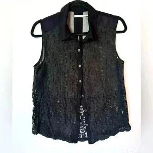 NEW! Kimchi Blue Sleeveless Lace Sheer Top.